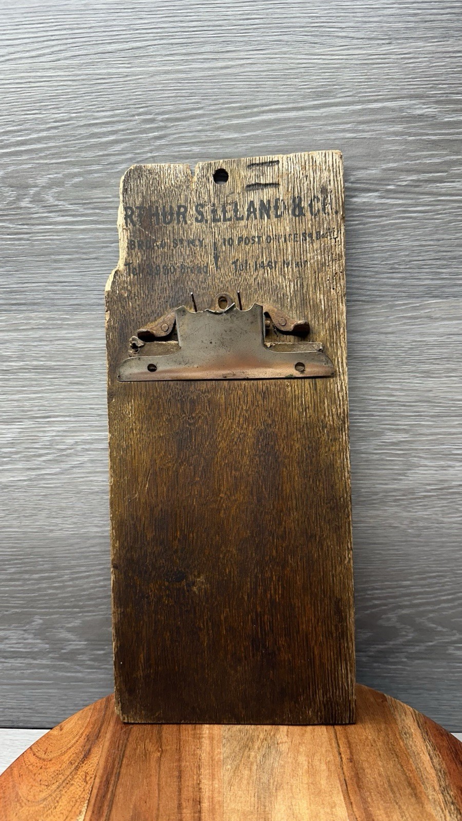 Antique 1900s Arthur S Leland Stock Brokerage Ticker Tape Wood Ledger Clipboard