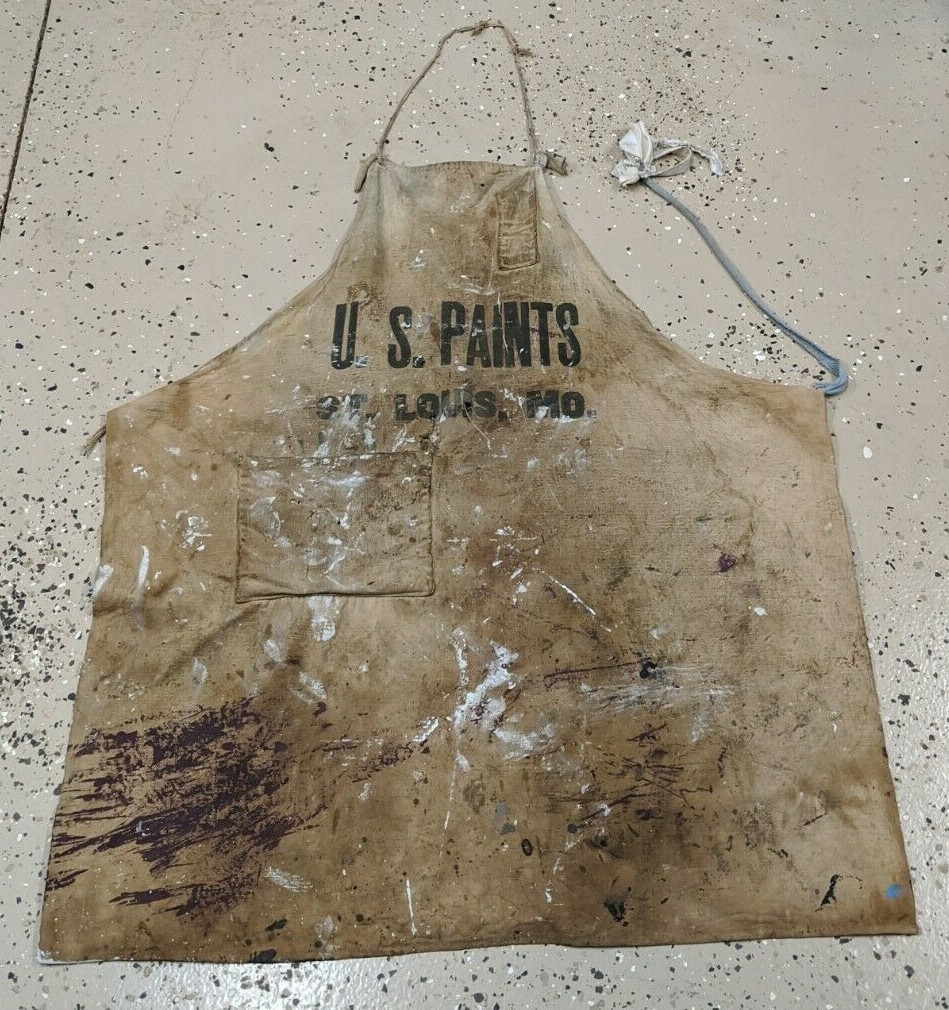 Antique U.S. Paints Apron St Louis MO Advertising Primitive Tools Decor