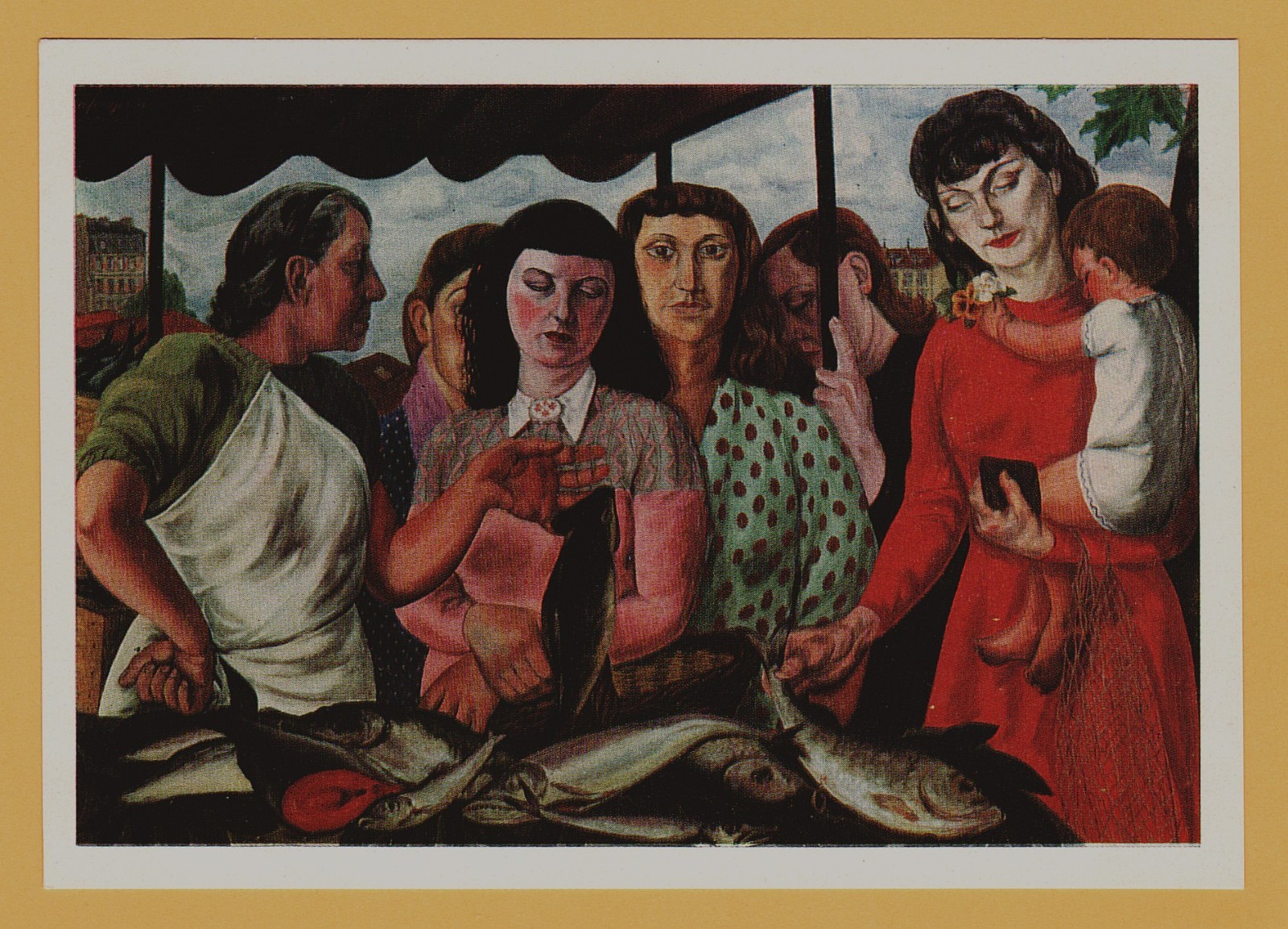 André Fougeron Parisian Women at the Market Fish Soviet Art Postcard 1970 USSR