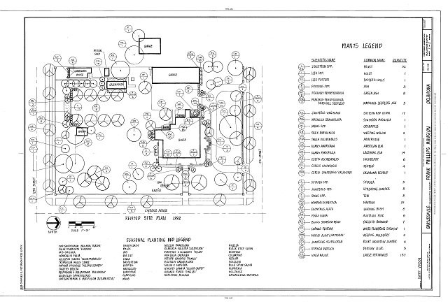 Bartlesville Oklahoma Frank Phillips Mansion 1992 Site Plan Landscape Drawing