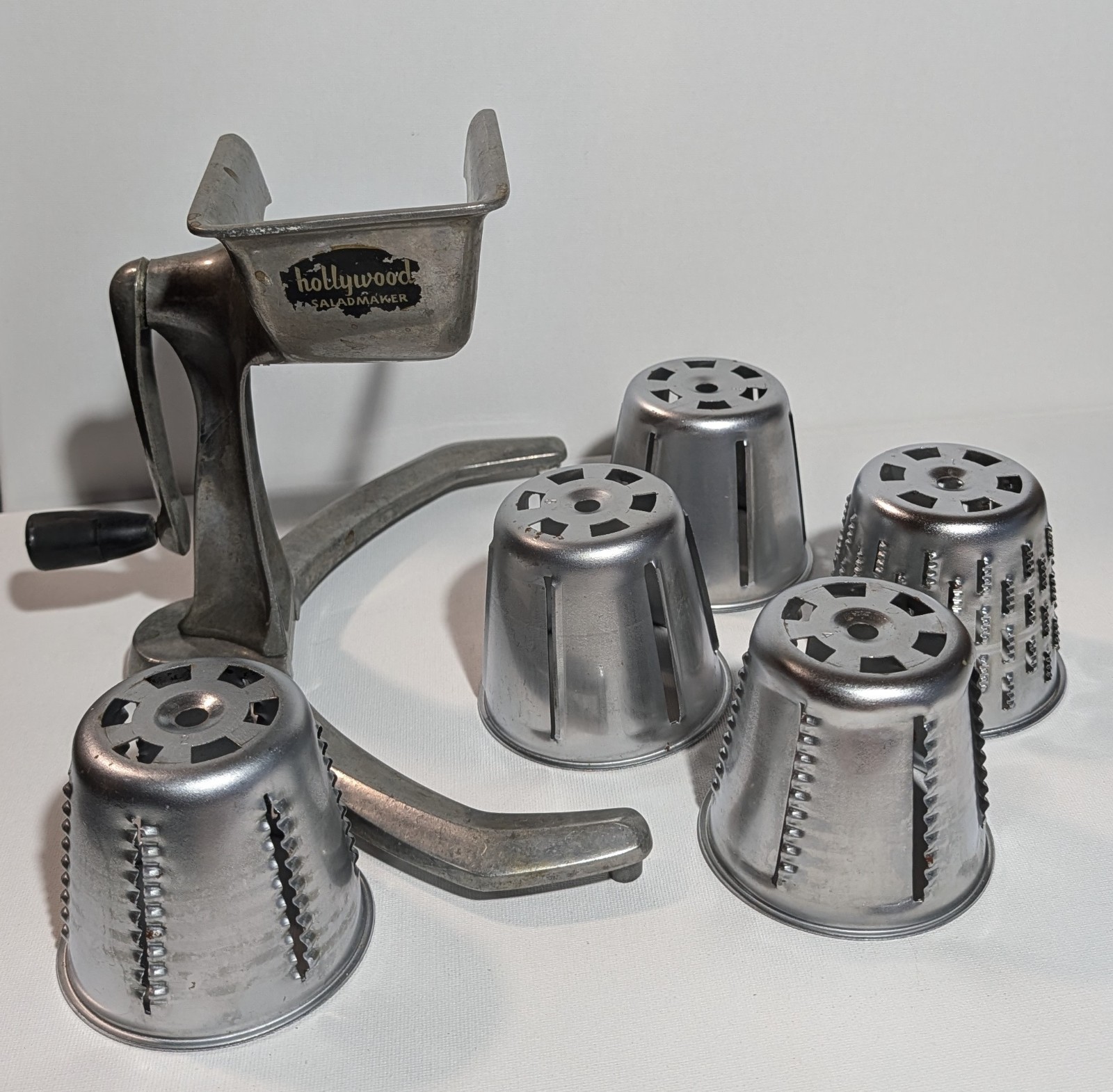 Vintage Hollywood Saladmaker Rotary Food Cutter Slicer Shredder 5 Cones Base Mid Vintage Hollywood Saladmaker Rotary Food Cutter Slicer Shredder 5 Cones Base Mid