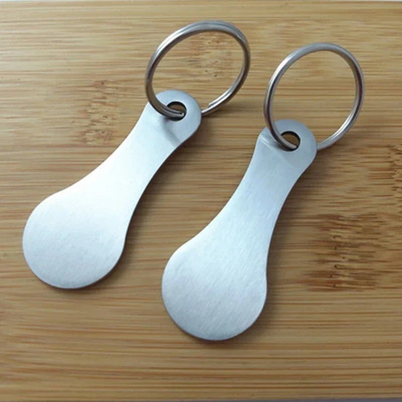 2pcs Metal Shopping Cart Tokens: Trolley Key Ring Coin Holder Keychain - NEW