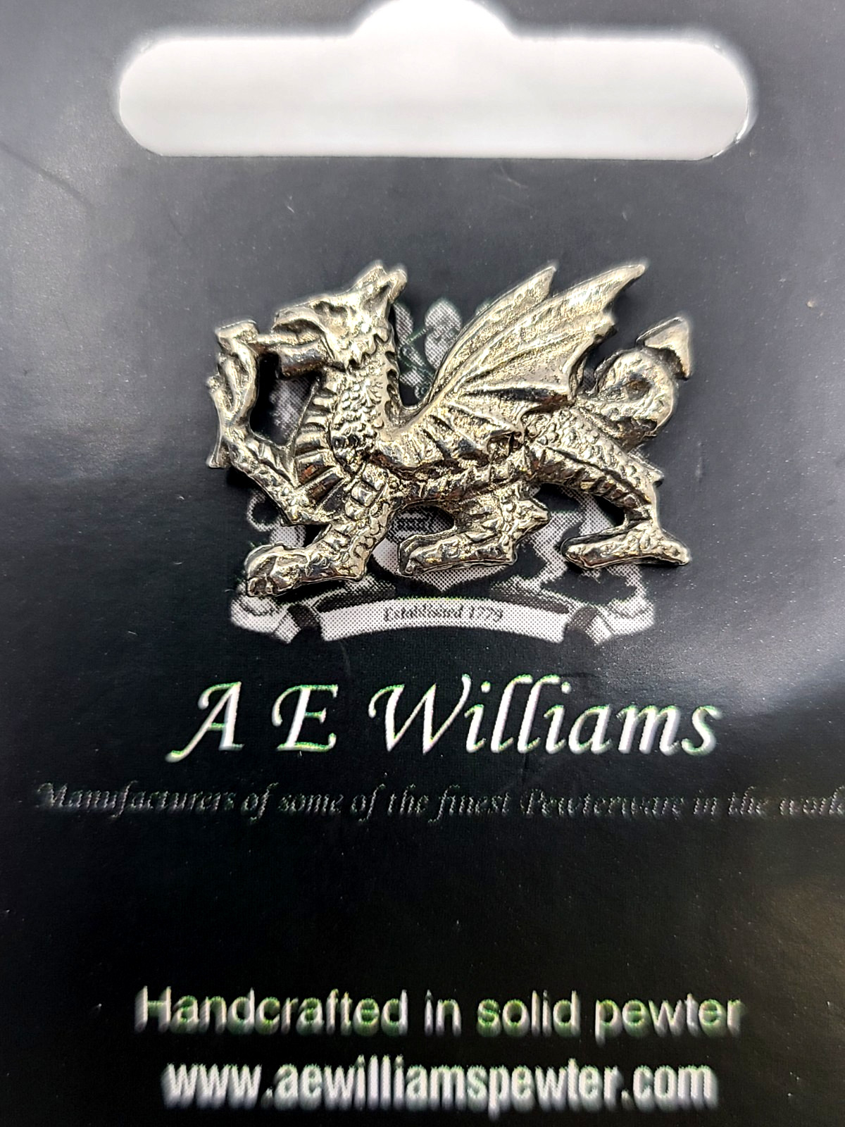 A.E. Williams Fine Brittish Pewter Welsh Dragon Lapel Hat Pin