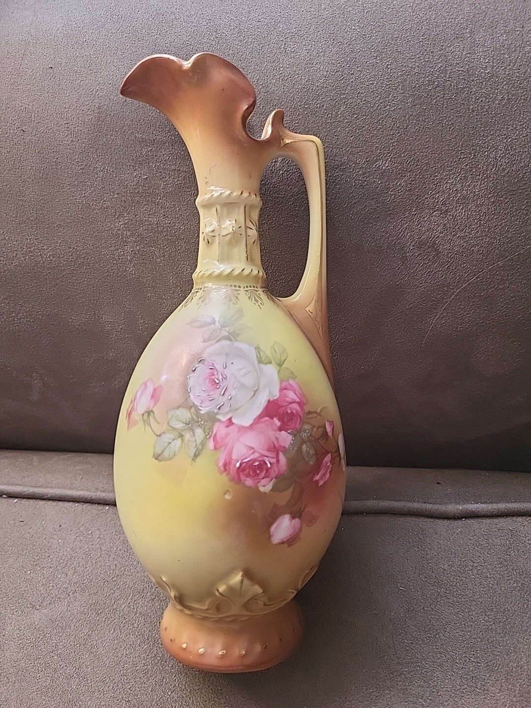 Antique Robert Hanke RH Austria Hand Painted Porcelain 2 Handled Floral 9