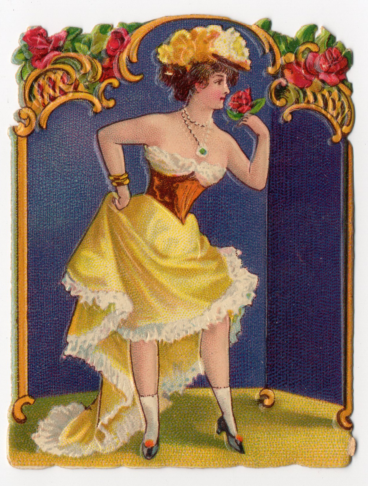 Antique Monterrey Cigarettes Trade Card Embossed Die-Cut Chromolithograph Nude