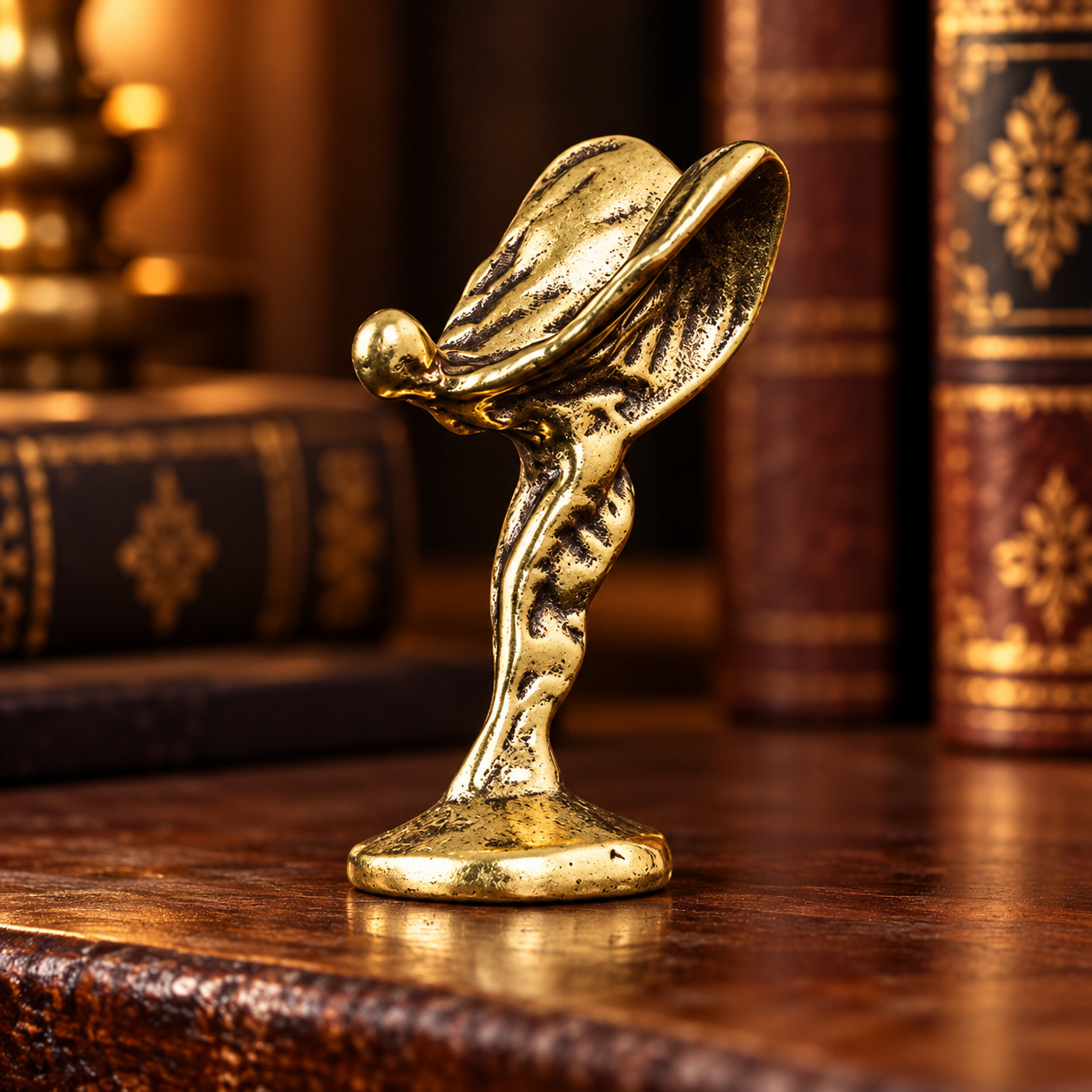 Solid Vintage Brass Elegant Spirit of Ecstasy Statue Ornament Rolls Royce Decor