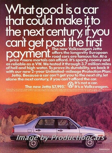 1985 VW Volkswagen new Jetta Original Advertisement Print Art Car Ad J752
