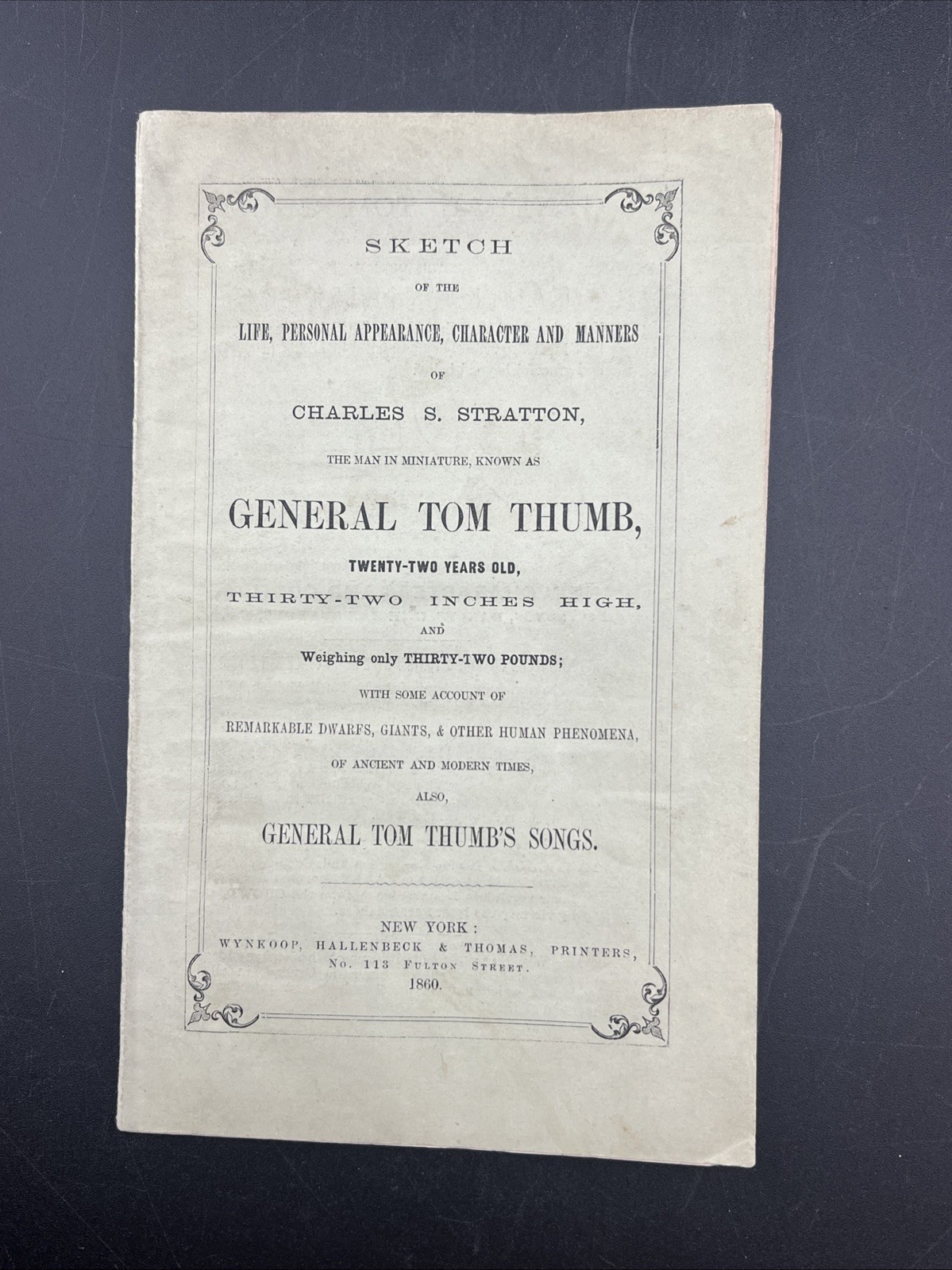 Sketch Of The Life Of General Tom Thumb By Charles S. Stratton 1860 Very Nice