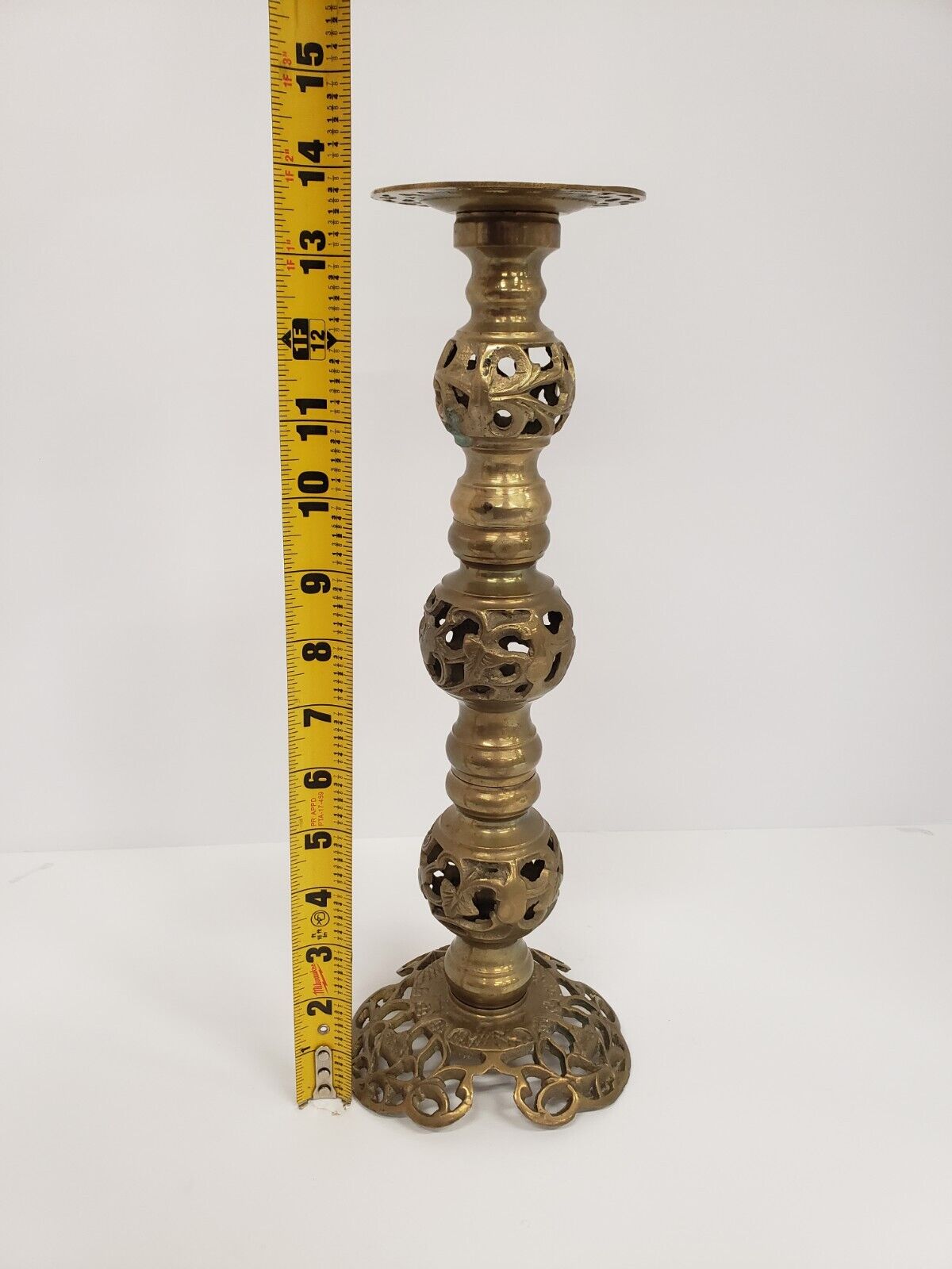 Brass Adjustable Candle Holder Vintage Ornate Church Decor 14\