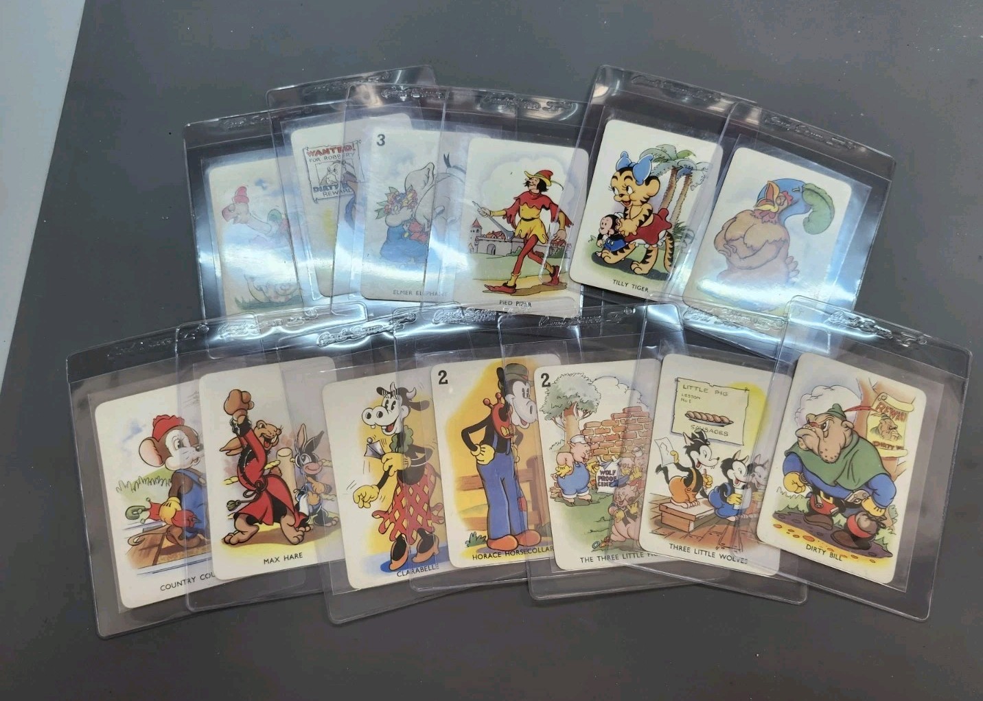 (13) 1938 Castell Shuffled Symphonies Red Back Walt Disney Cards ~ Nm/NrMt 