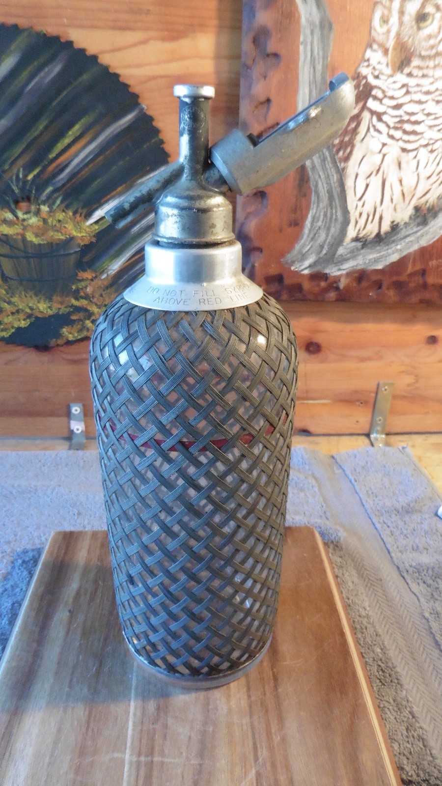 Vintage 1930-50's London Sparklets Seltzer Glass/Wire-Mesh Soda Syphon Bottle