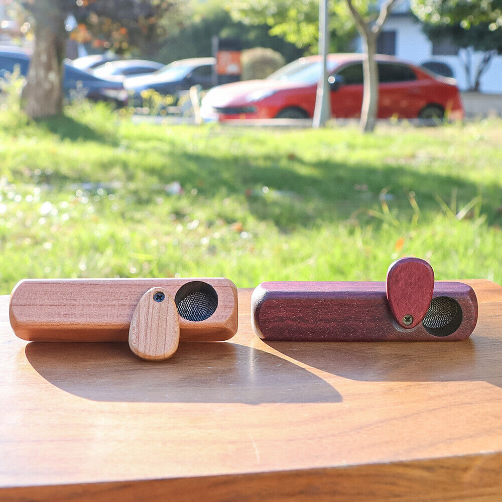 New Rotary Wood Smoking Pipe Portable Wooden Pipe with Lid