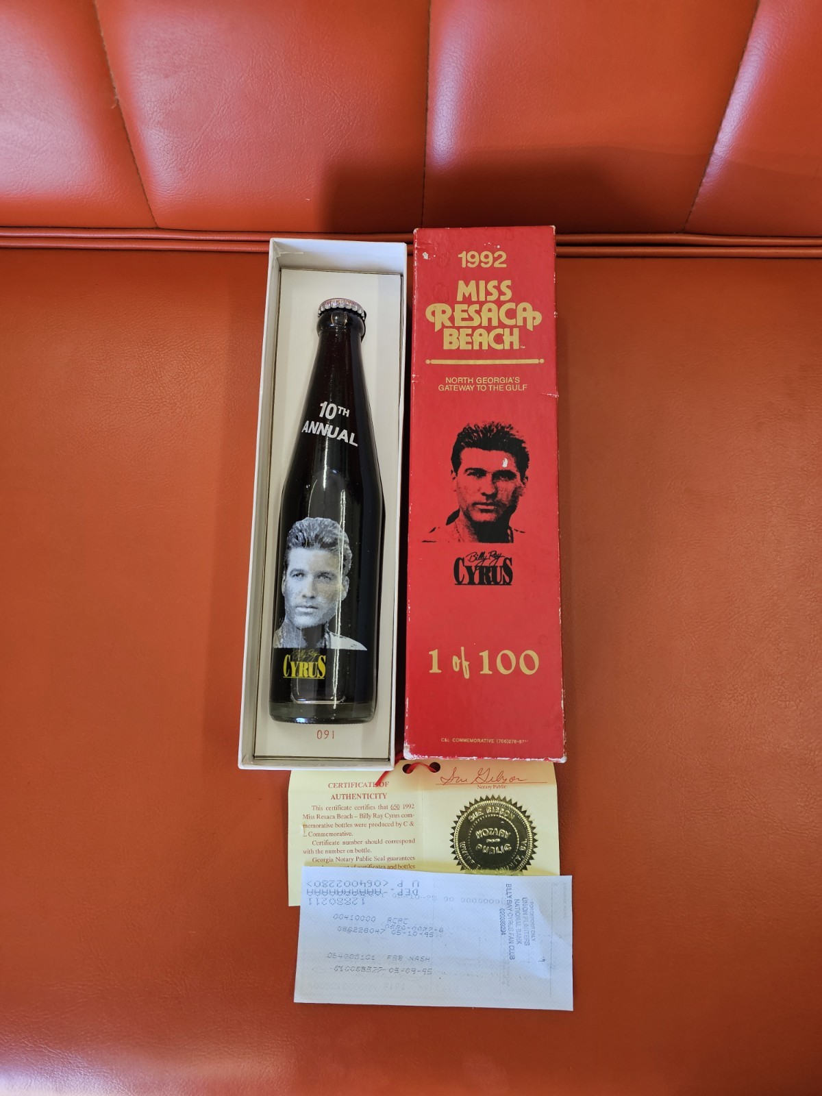 1992 MISS RESACA BEACH  Gateway to the Gulf Billy Ray Cyrus Bottle 1/100 W/ Box