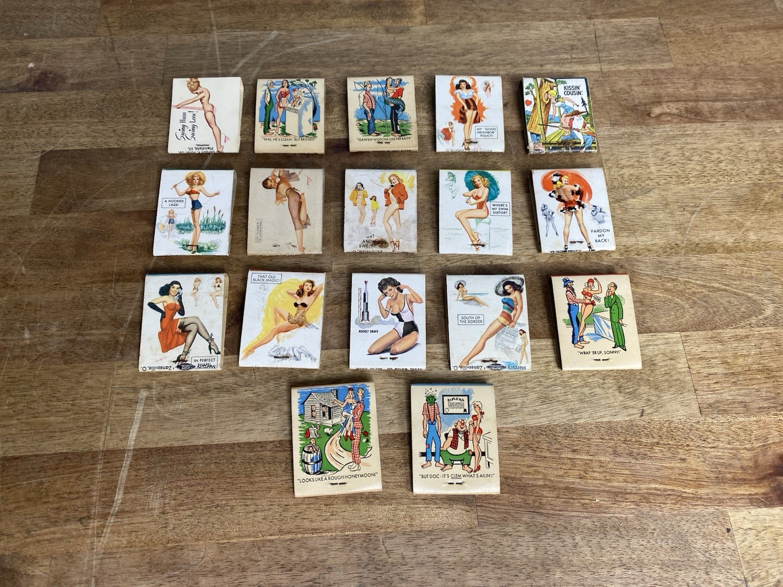 Lot of 17 Early  Vintage Pinup Girl Unstruck Matchbooks 30\'s 40\'s & 50\'s
