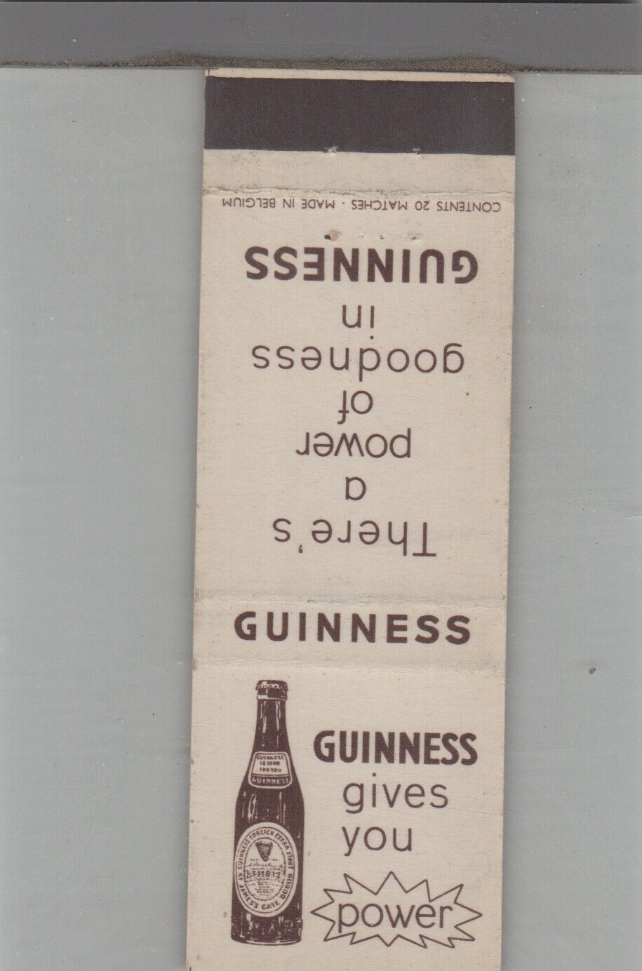 Matchbook Cover Guinness Gives You Power