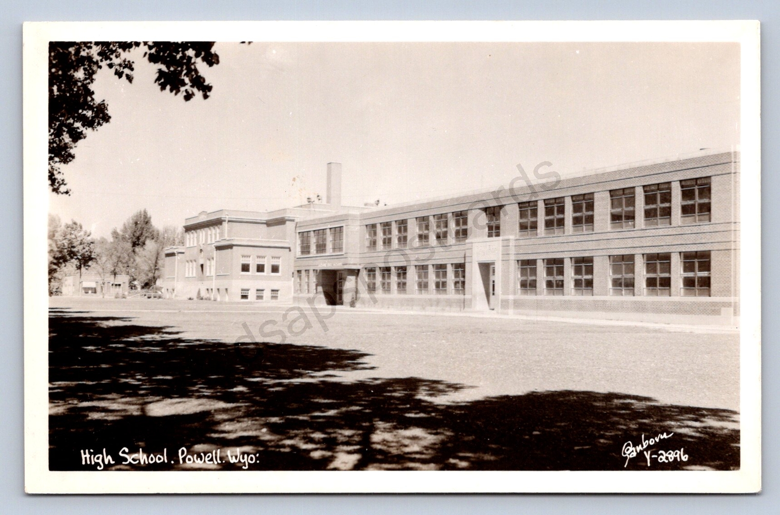 K2/ Powell Wyoming Postcard RPPC c1950s High School Building  153