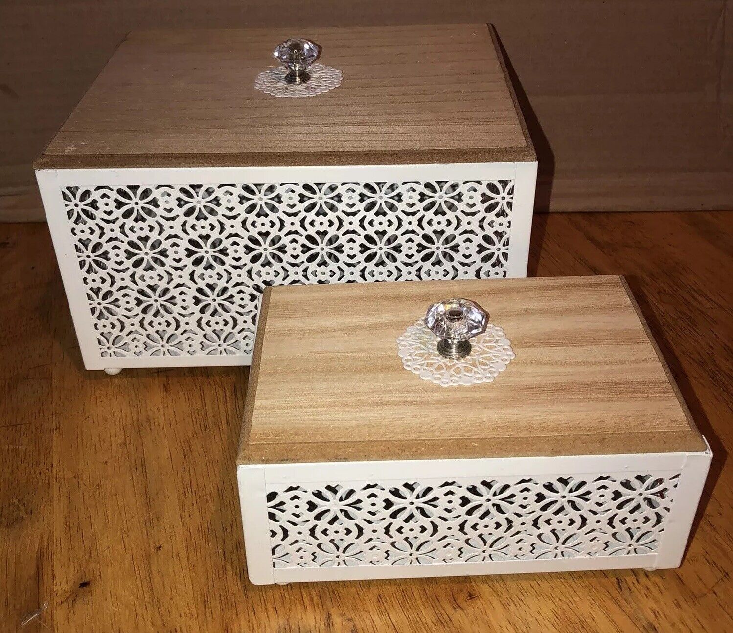 Beautiful Lace Metal And Wood Chic Trinket Jewelry Anything Vanity Boxes ￼fun