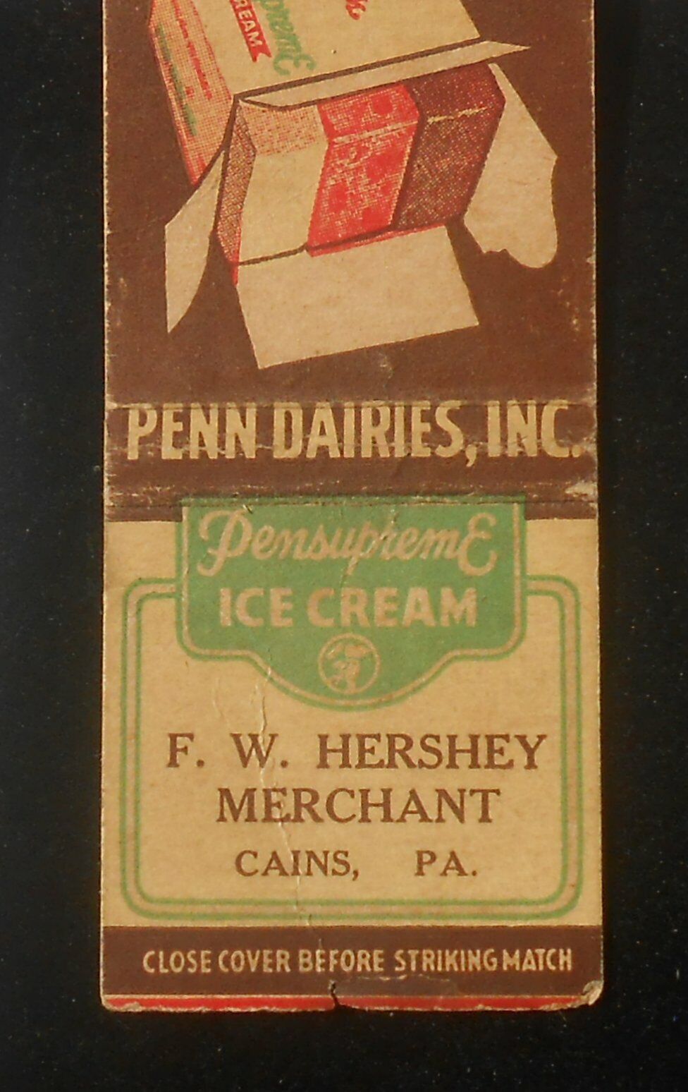 1930s? Pensupreme Ice Cream Penn Dairies F. W. Hershey Dairy Cains PA Lancaster 