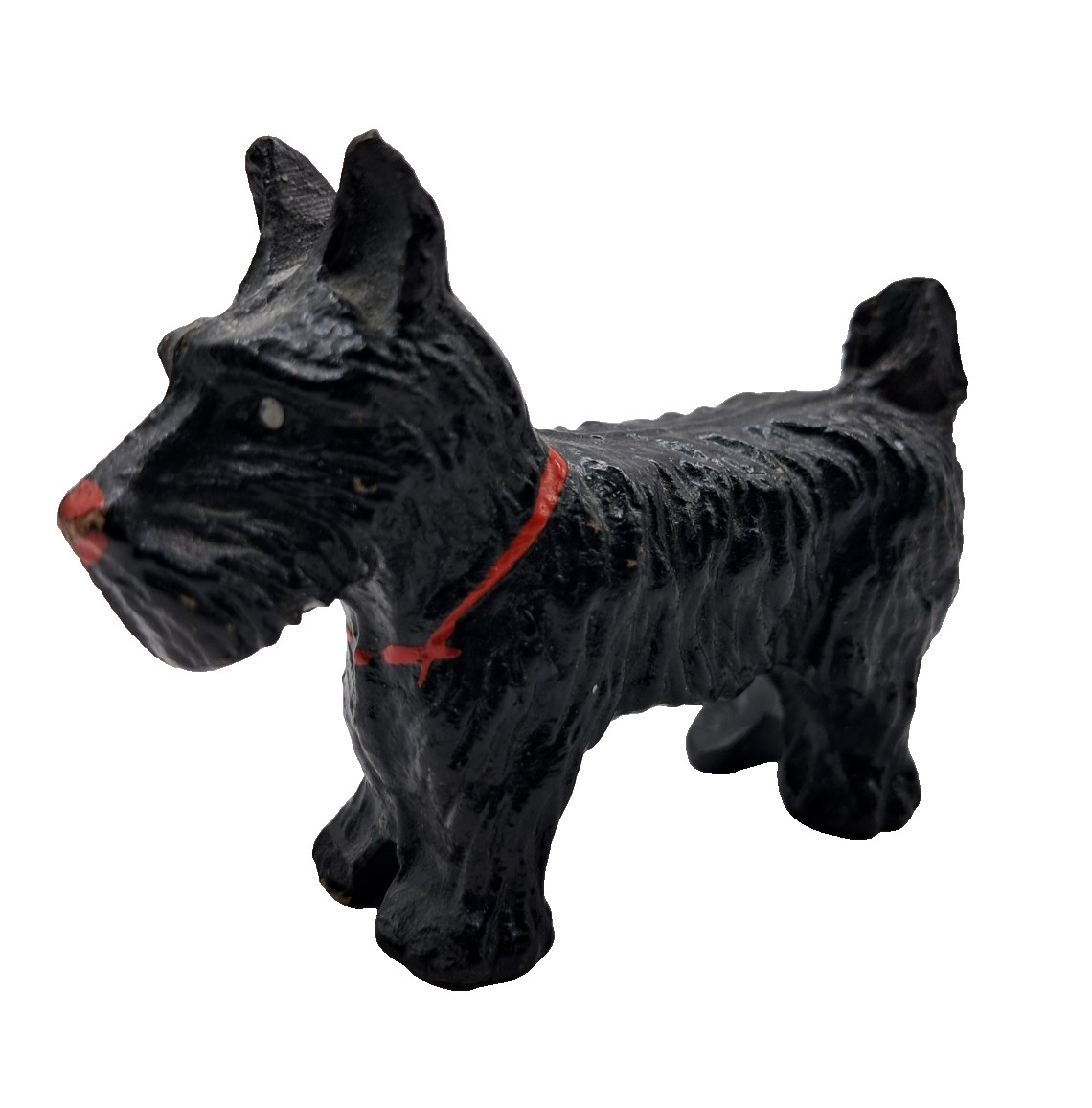 Vintage Black Scotty Dog Scottish Terrier Red Collar Resin Figurine 2 3/4\