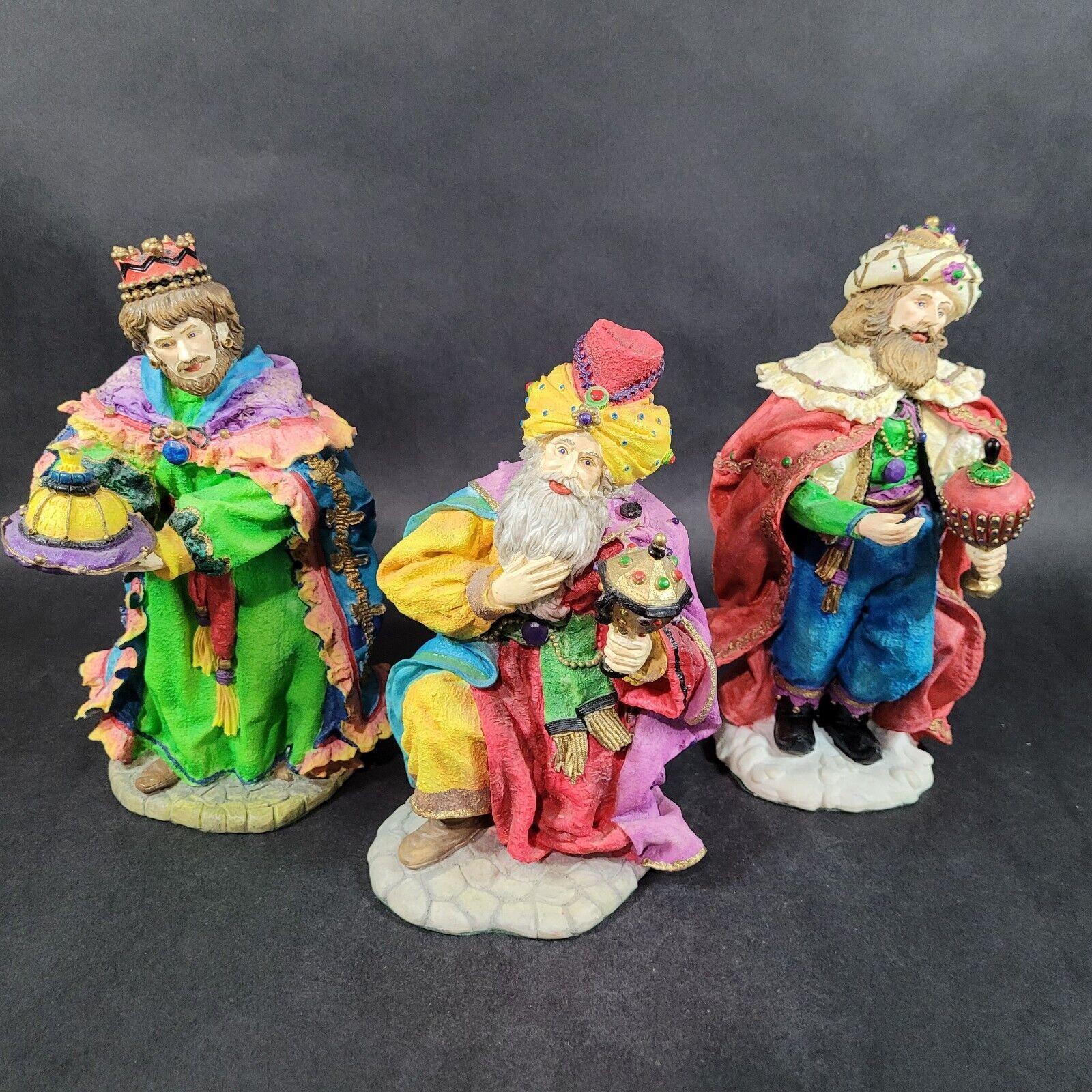Vintage Enesco Three Wise Men Nativity Figure Set 1992 LARGE Heirloom Collection