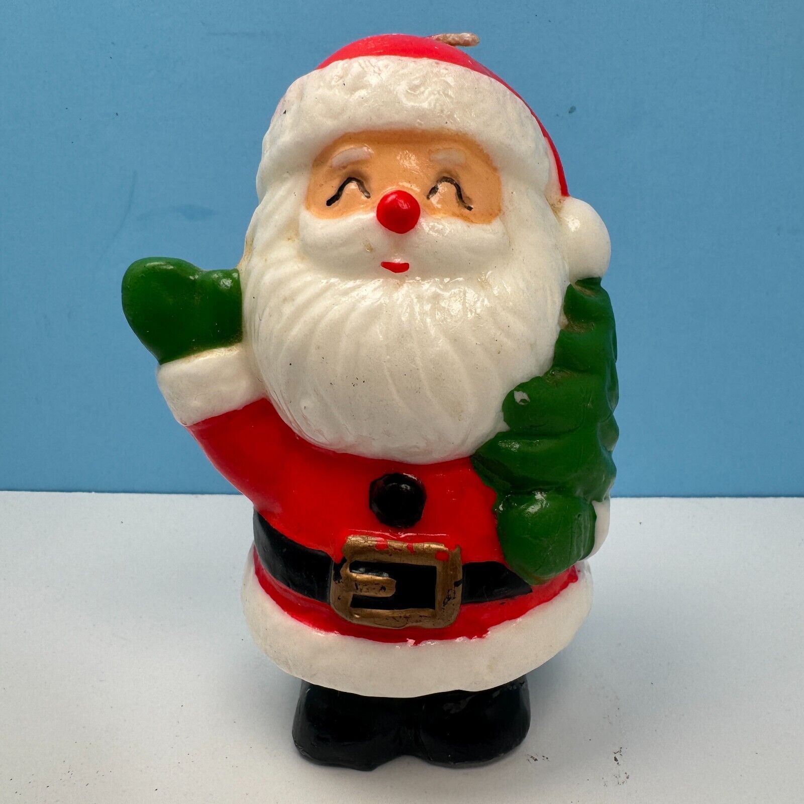 Vintage Santa Claus Wax Colored Painted Candle 3D Figure Unused 5.75\