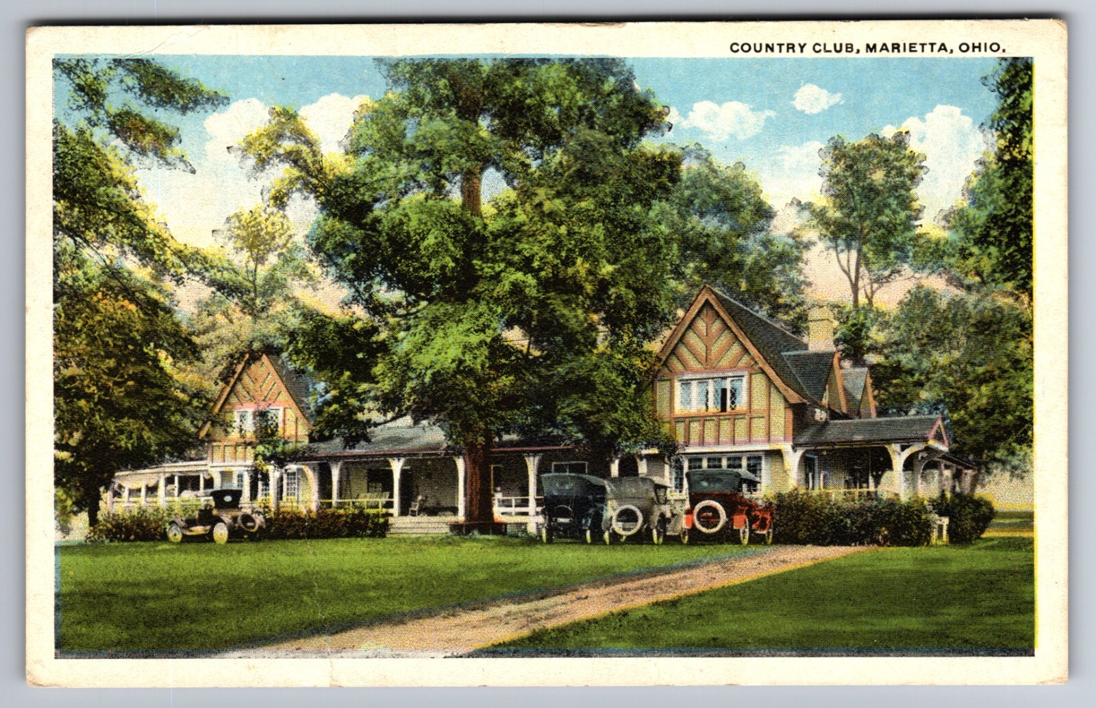 C.1920 MARIETTA, OH OHIO, COUNTRY CLUB, CARS, TO WENZEL LOWELL POSTCARD P59 C.1920 MARIETTA, OH OHIO, COUNTRY CLUB, CARS, TO WENZEL LOWELL POSTCARD P59