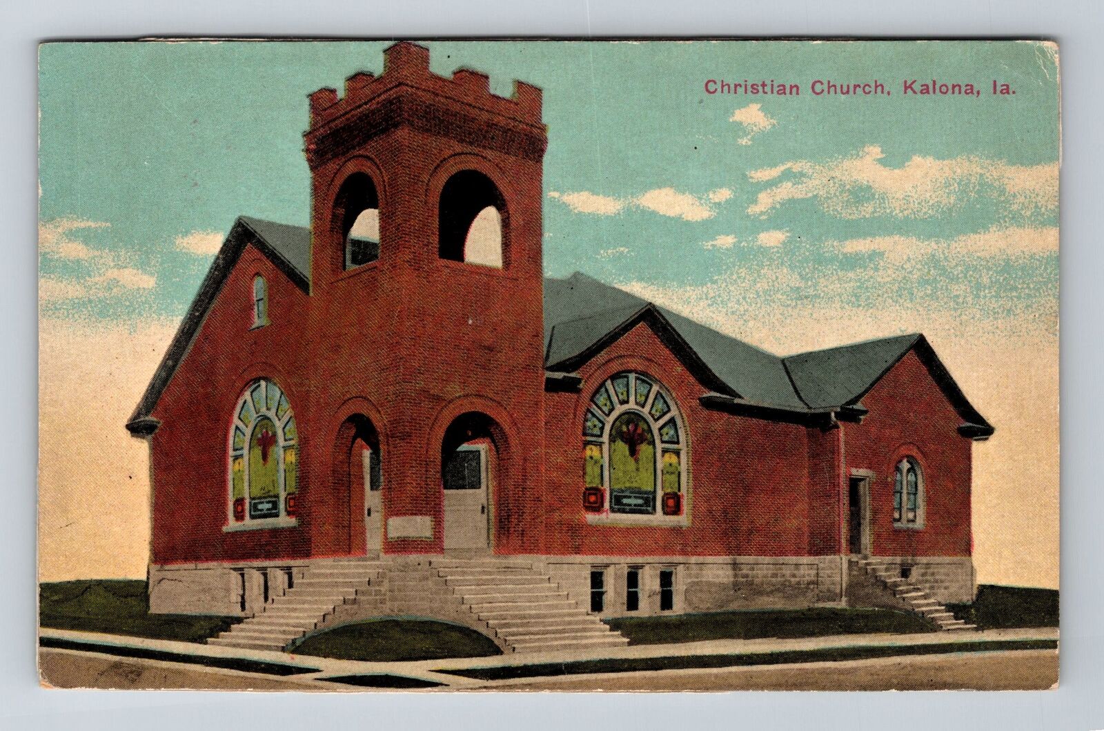 Kalona IA-Iowa, Christian Church, Vintage Postcard