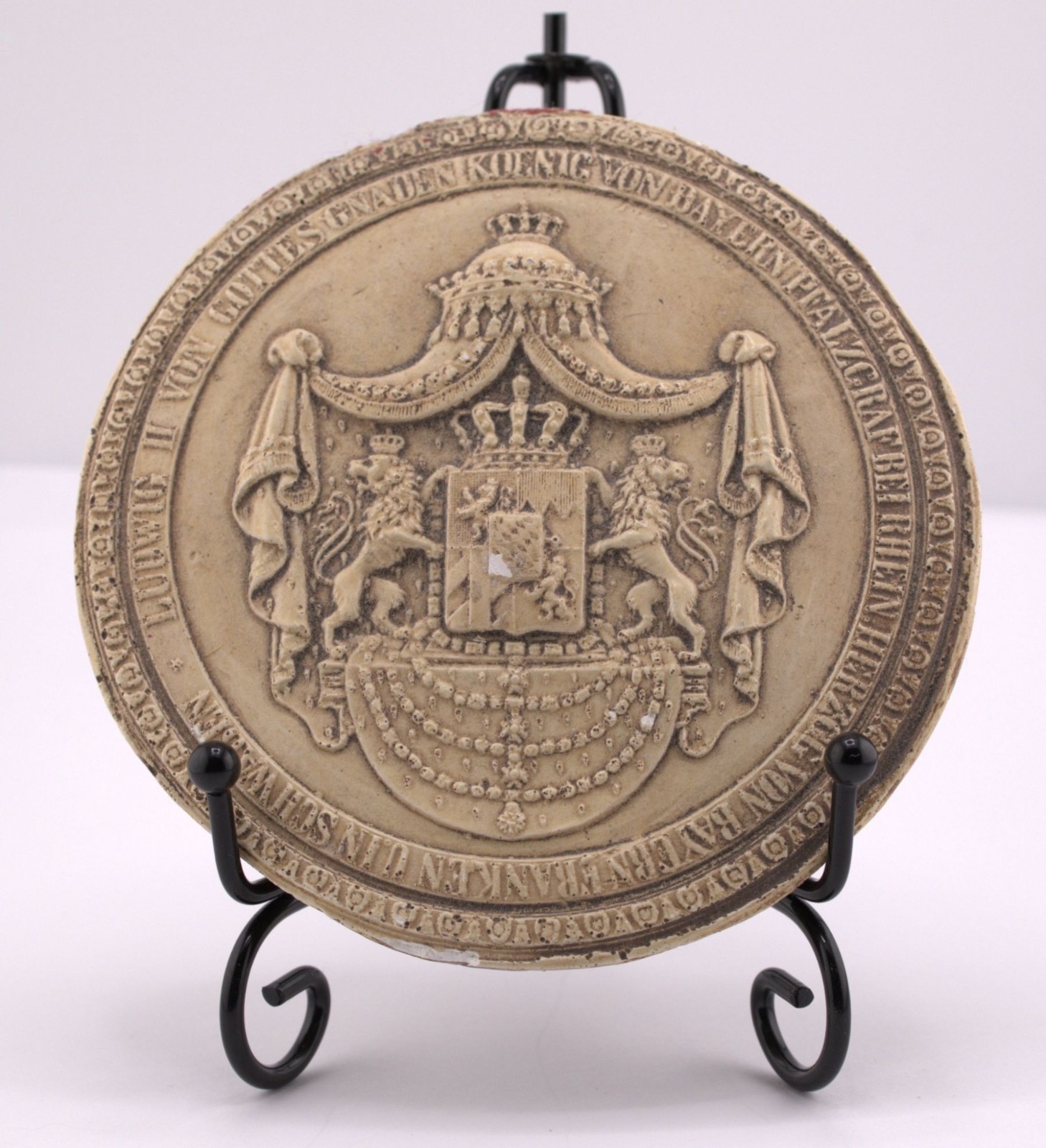 Antique Ludwig II Bavaria Plaque German Royal Coat of Arms Wall Medallion Bavari