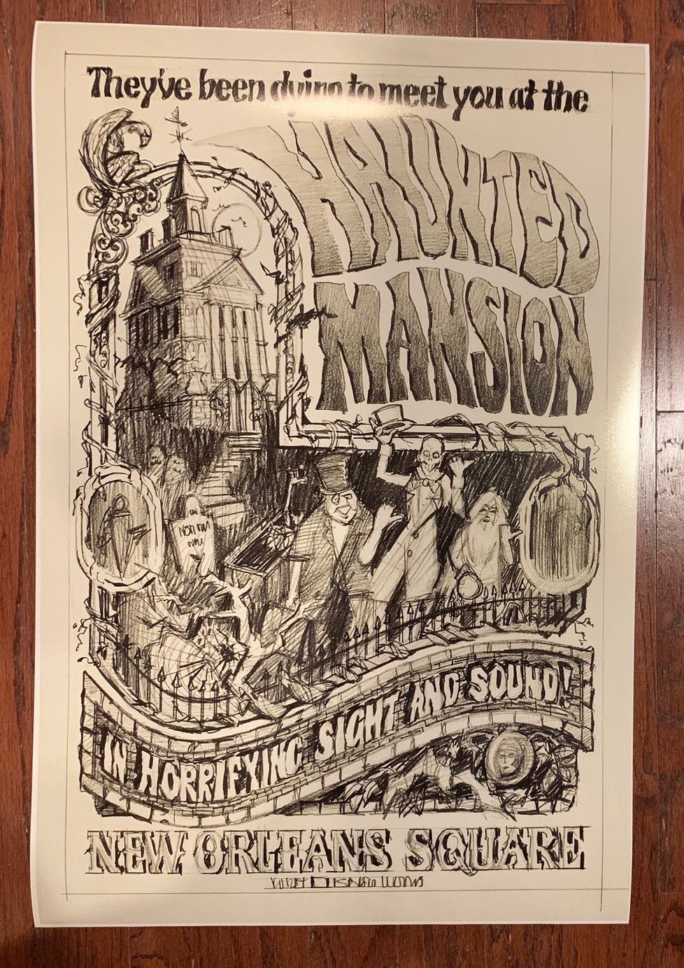 1979 Disneyland Haunted Mansion Poster Concept Art Disney Jim Michaelson 50th