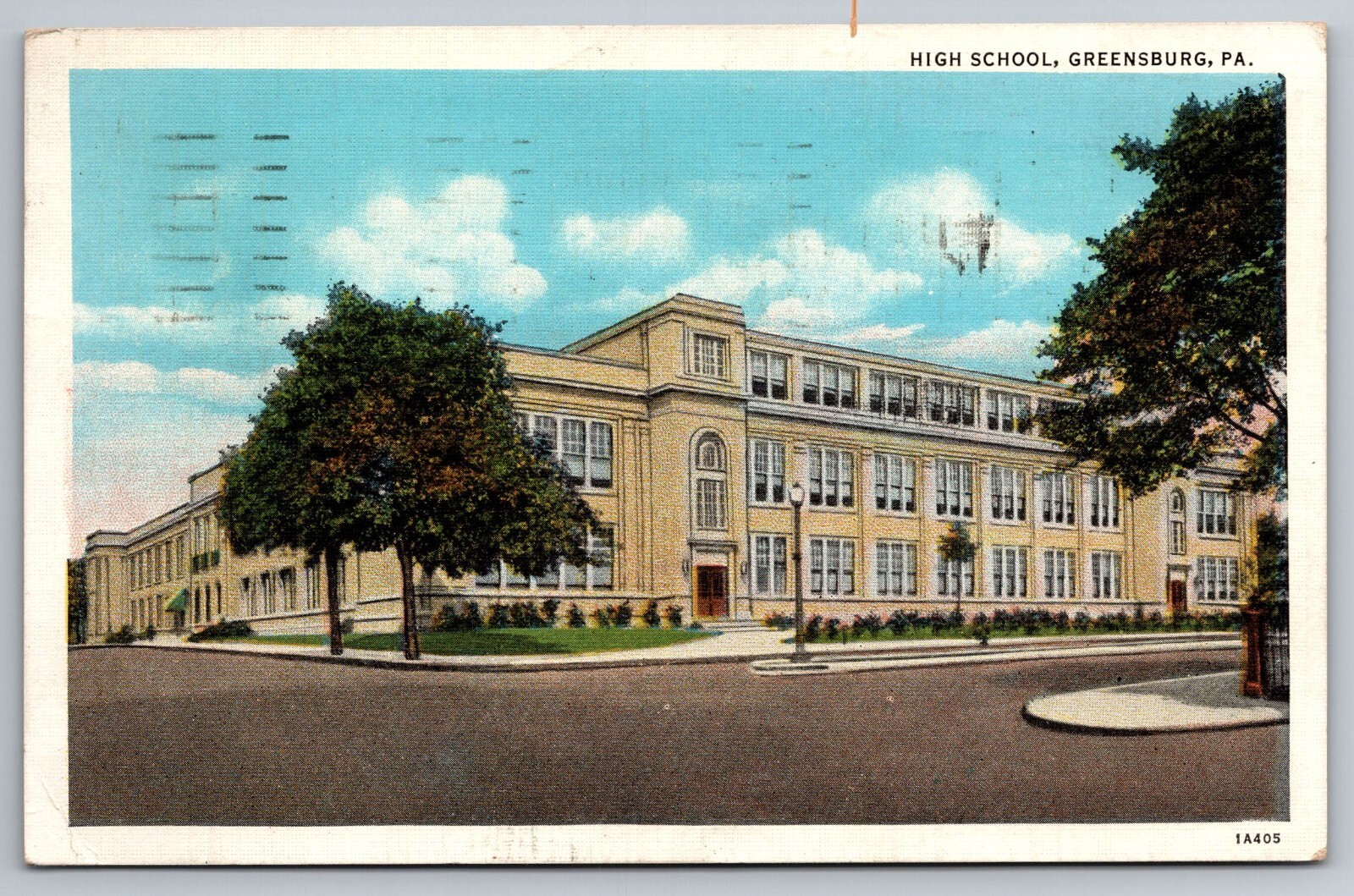 High School. 1936 Greensburg, Pennsylvania Postcard