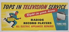 1950s vintage TUNG-SOL TELEVISION SERVICE paper SIGN advertising TV RADIO TUBES picture