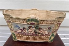 1930s Hand Painted Japanese Maruhon Ware Capodimonte Cherub Ceramic Bowl Planter picture
