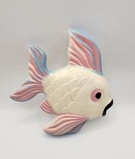 Vintage 1960 Miller Studio Chalkware Wall Fish Plaque Pink Cream Mid Century Mod picture