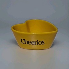 2003 Cheerios Heart Shape Yellow Bowl Ceramic General Mills Cereal Vintage Retro picture