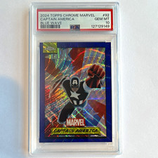 Topps 2024 Chrome Marvel Captain America #92 Blue Wave Parallel PSA 10 picture