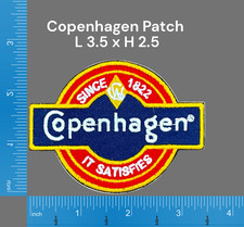 Vintage Style Copenhagen Embroidered Iron-On Patch with Dimensions picture
