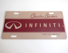 RARE 1990s Charles Barker INFINITI VA BEACH Dealer LICENSE PLATE Nissan Datsun picture