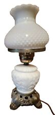 Vintage Fenton Lamp Hobnail Milk Glass Hurricane Parlor Gone With The Wind 19