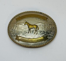Vintage Tony Lama Quarter horse Belt Buckle German Silver picture