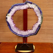 27.77LB Natural Amethyst Cave Crystal Slice Crescent shaped Hand Cut Repai picture