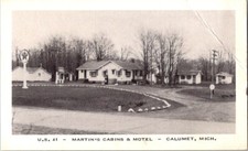 Vintage Postcard Martin's Cabins Motel Calumet MI Michigan Texaco U.S. 41  E-441 picture