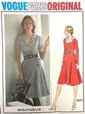 Vintage 1971 Molyneux VOGUE Paris Original Shirt Dress Pattern 2627 Sz10 B32 picture