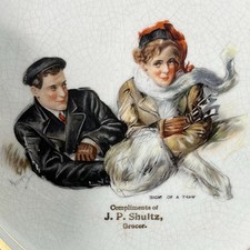 Antique J.P. Shultz Grocery Advertising Porcelain Plate Hanover Pa Vtg Nostalgia picture