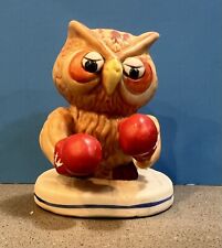 Vintage ENESCO Boxer Boxing OWL Porcelain Figurine picture