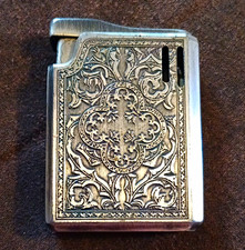 Colibri Japan Engraved Floral Pattern Silver Tone Collectible Pocket Lighter picture