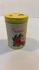 Vintage Floral Pepper Shaker Tin picture