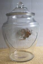 ANTQUE SQUIRREL BRAND SALTED NUTS EMBOSSED w DECAL  COUNTERTOP JAR & LID c1910 picture