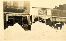 Horton Kansas Main St RPPC Postcard Glenn Baird Grocery Snow Blizzard Horse picture