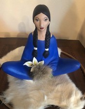 Vintage Alaskan Figurine Hand Painted Native Woman Real Fur  picture