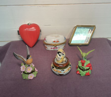 Trinket Boxes Hinged - Lot of 6 Various Themes - Birds - Floral - Biblical  picture